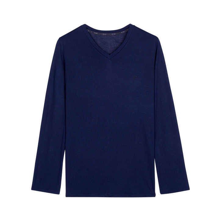 HOM Cocooning Long Sleeve V-Shirt navy (100% Modal)