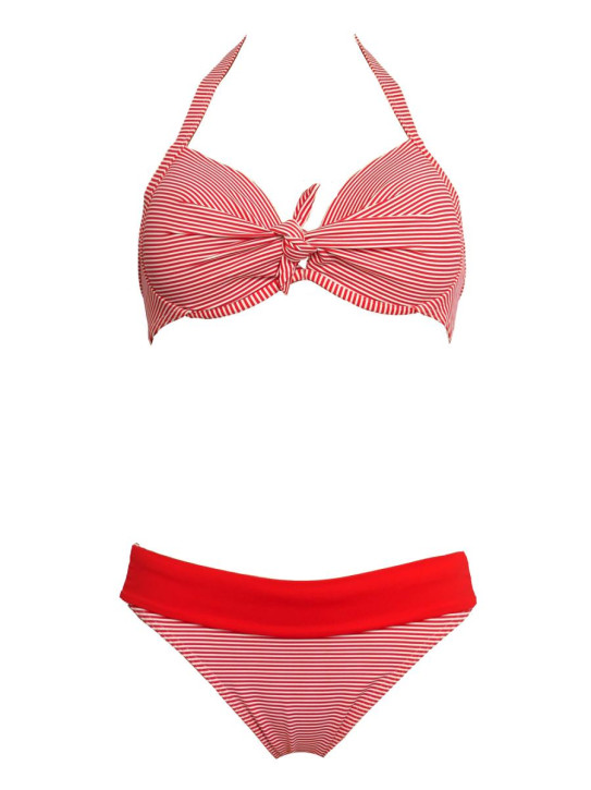 WASSERSTOFF 43 951 Shell Butterfly Bikini St. Tropez red-cream (92% Polyamid, 8% Elasthan)