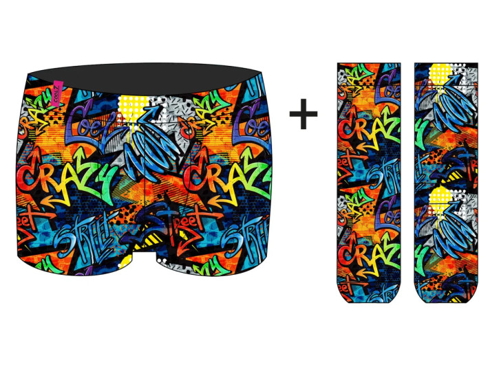 cool7 BRIGHT GRAFFITI Boxer + Socken Set (95% Baumwolle, 5% Elasthan)