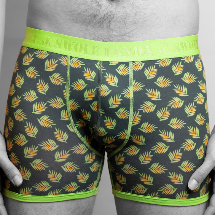 Swole Panda Leaf Print Bamboo Boxers (95% Bamboo-Viskose, 5% Elasthan) L