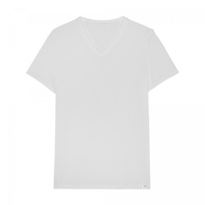 HOM Tencel soft Tee-Shirt V-Neck weiß (97% Lyocell, 3% Elasthan) XL