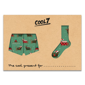 cool7 DOGS AND SNOWFLAKES Boxer + Socken Set (95% Baumwolle, 5% Elasthan) L