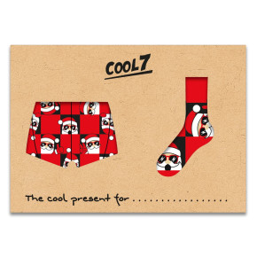 cool7 SANTA LOOKS OUT Boxer + Socken Set (95% Baumwolle, 5% Elasthan) M